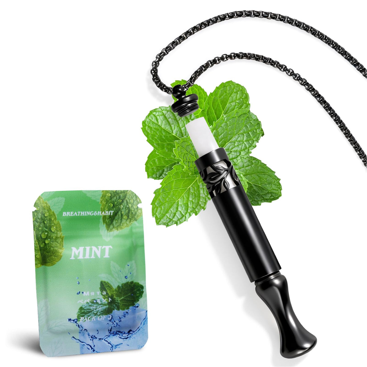 Runmecy collier arret-tabac avec pastilles menthe remplaçables, respiration apaisante.