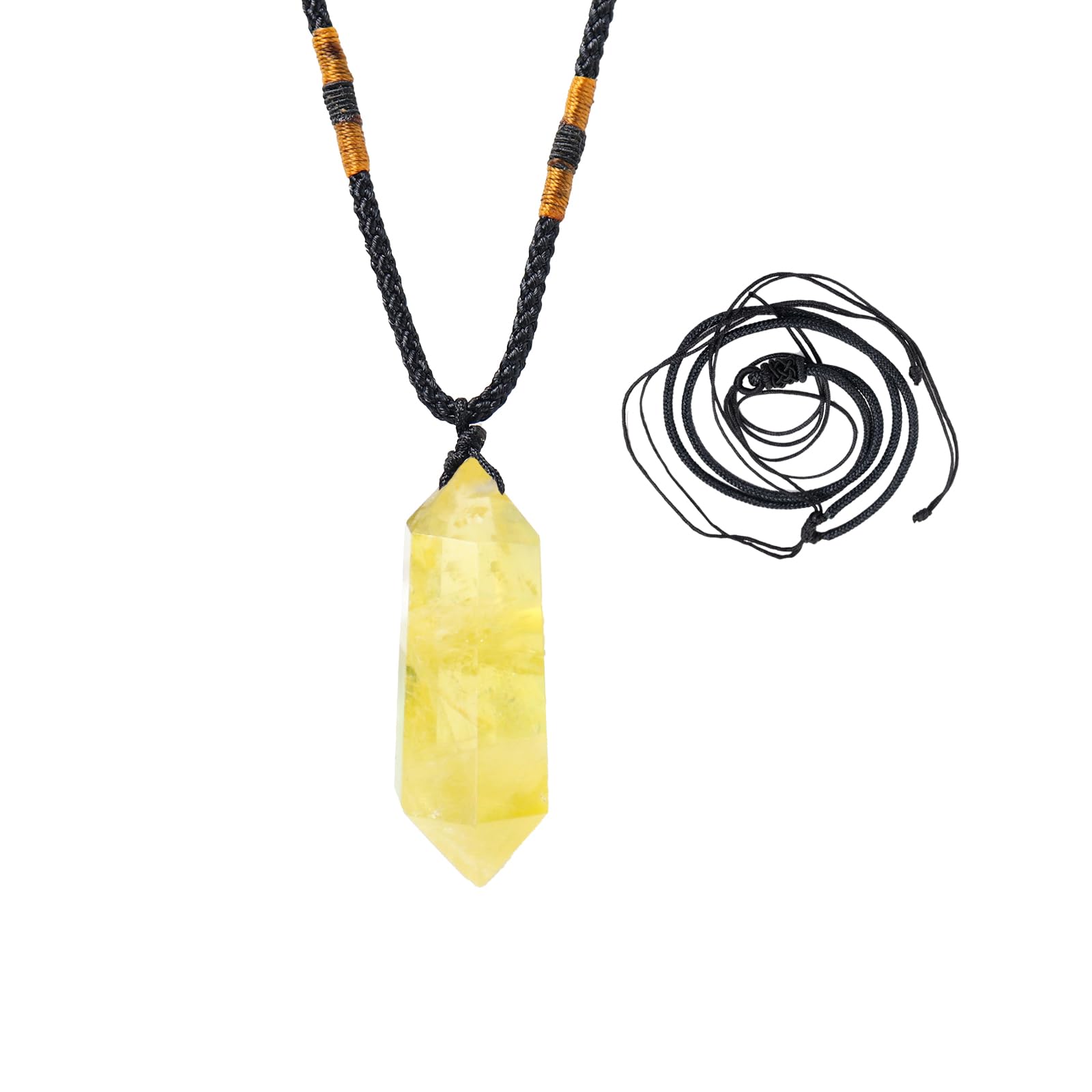 Runyangshi Citrine – pendentif double pointe 6 facettes, élégant et équilibrant votre look