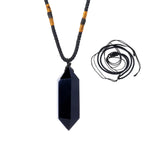 Pendentif Runyangshi en obsidienne noire double pointe pour énergie Positive