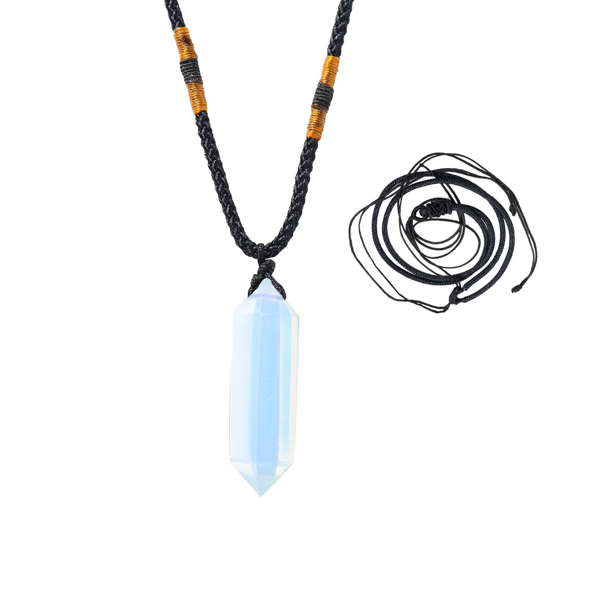 Pendentif Runyangshi en cristal opale à double pointe pour l’équilibre émotionnel.