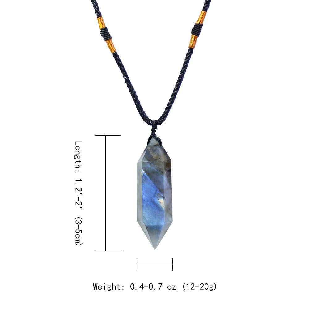 Pendentif Labradorite Runyangshi avec 6 chakras, accessoire élégant et harmonisant.
