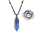 Pendentif Runyangshi en Labradorite à double pointe, énergie équilibrante pour le quotidien.
