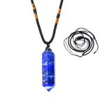 Pendentif Runyangshi en lapis-lazuli double pointe, symbole d'équilibre et énergie positive.