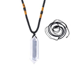 Pendentif Runyangshi quartz clair double pointe facettes, équilibre potentiel.