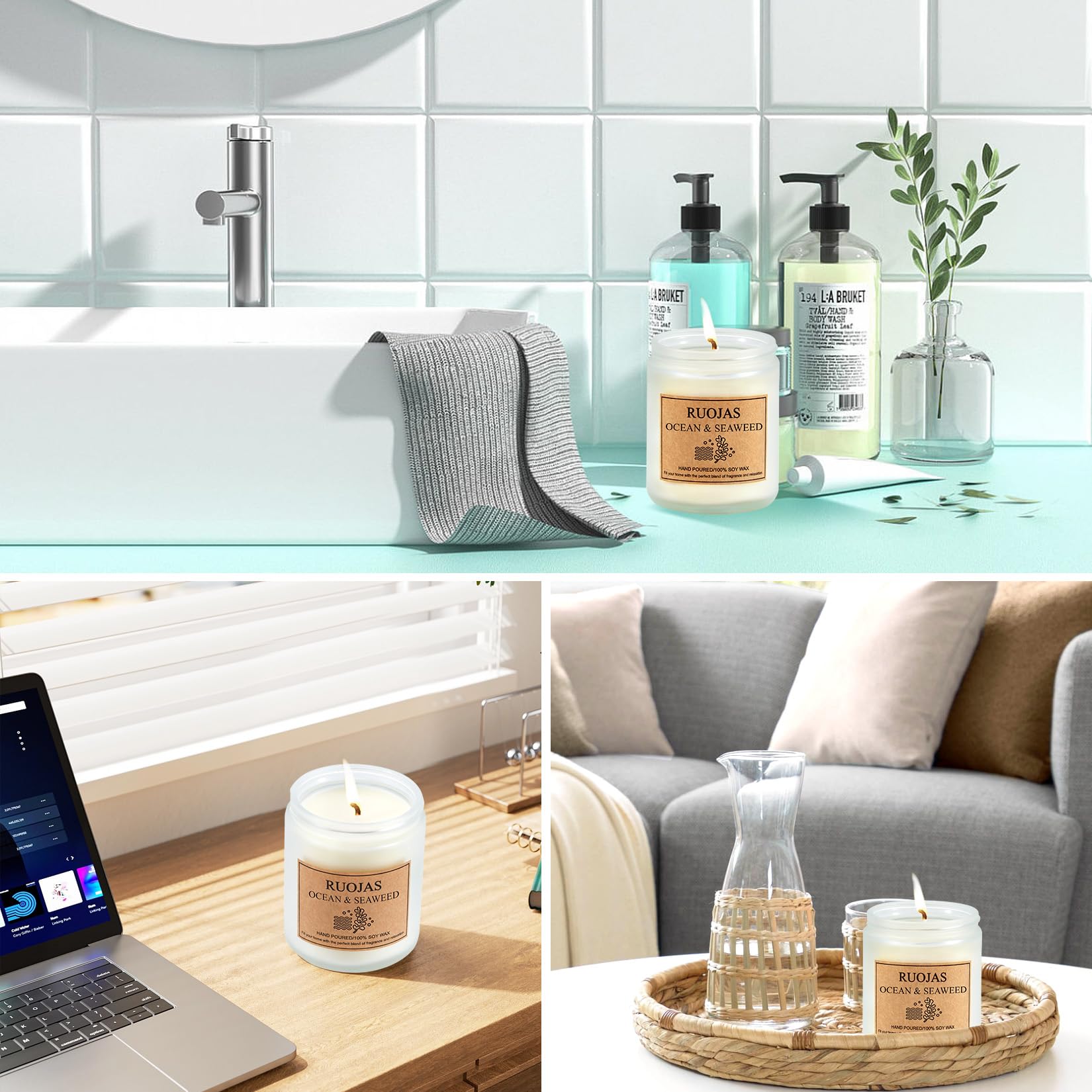 RUOJAS bougie ambiance spa maison, relaxations quotidiennes.