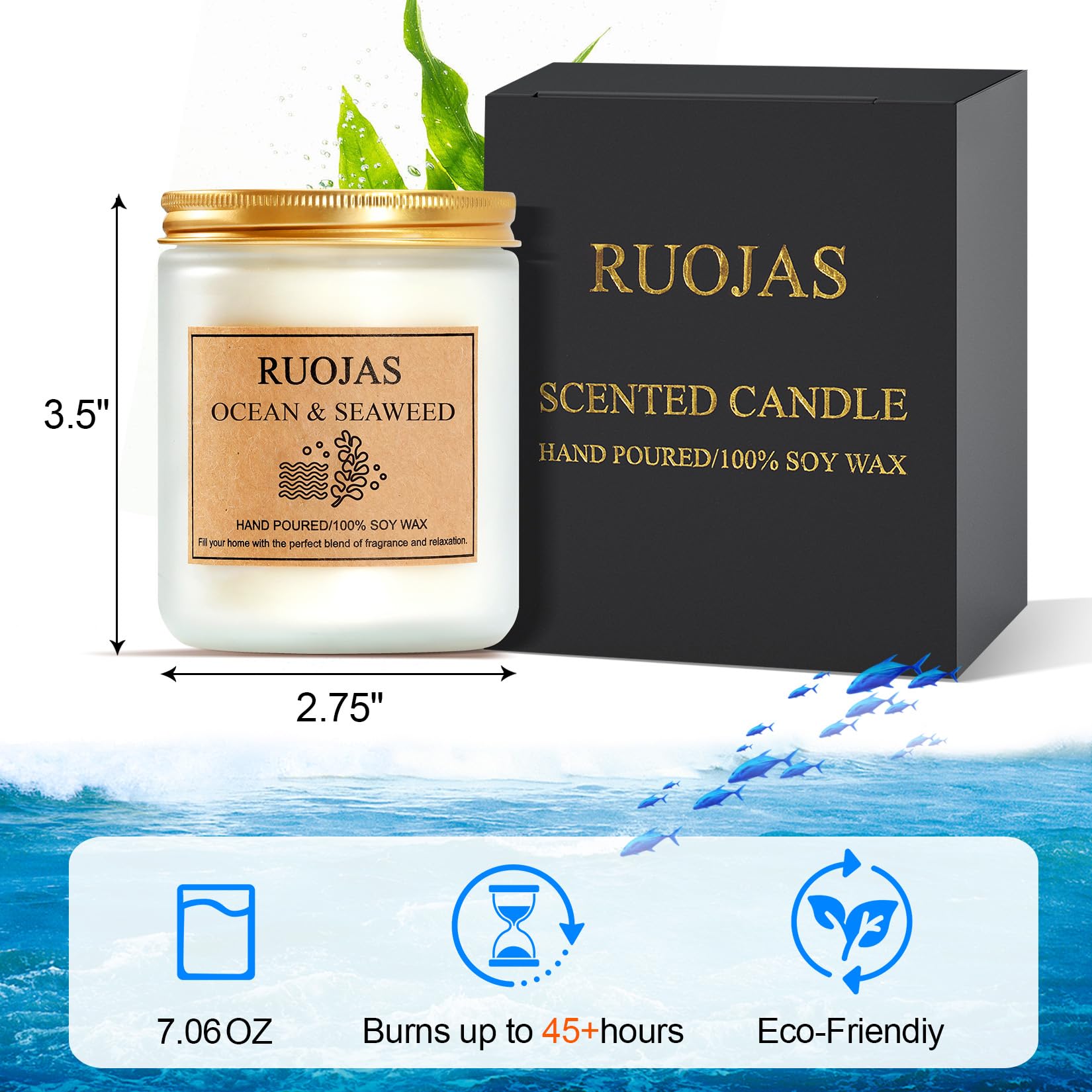 RUOJAS bougie soja naturelle avec cèdre et poire anglaise, ambiance chaleureuse.
