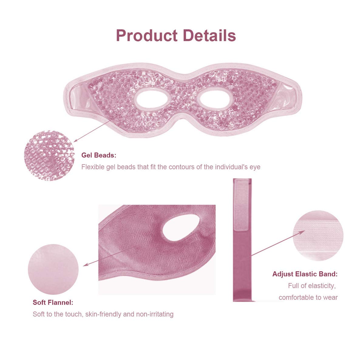 Doublure en peluche du masque yeux gel pour un confort durable.