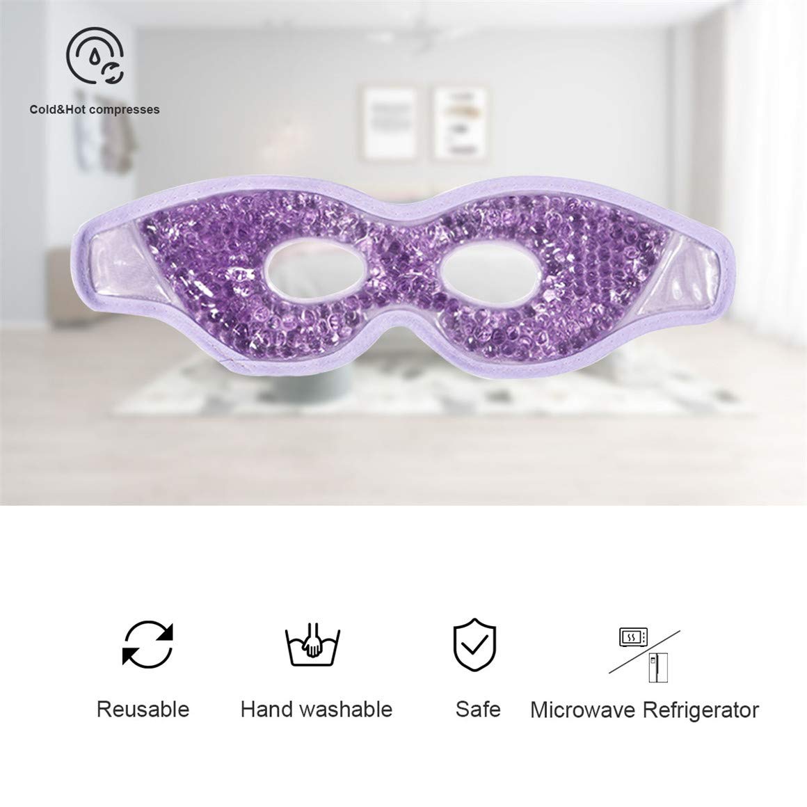 Ruzzut masque yeux gel refroidissant avec trous rose pour relaxation des contours oculaires.