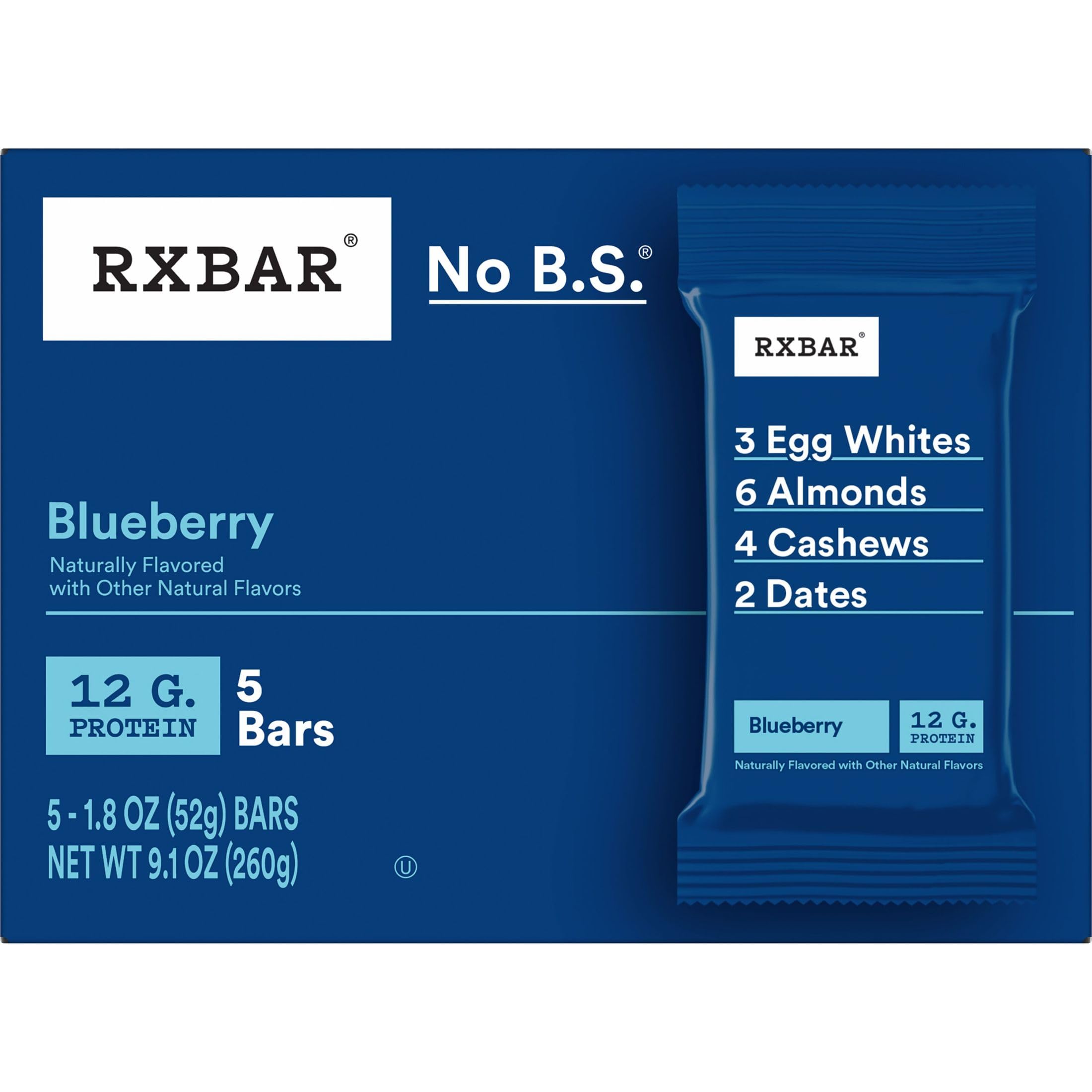 RXBAR petit-déjeuner rapide aux myrtilles, démarrage d'une journée active.