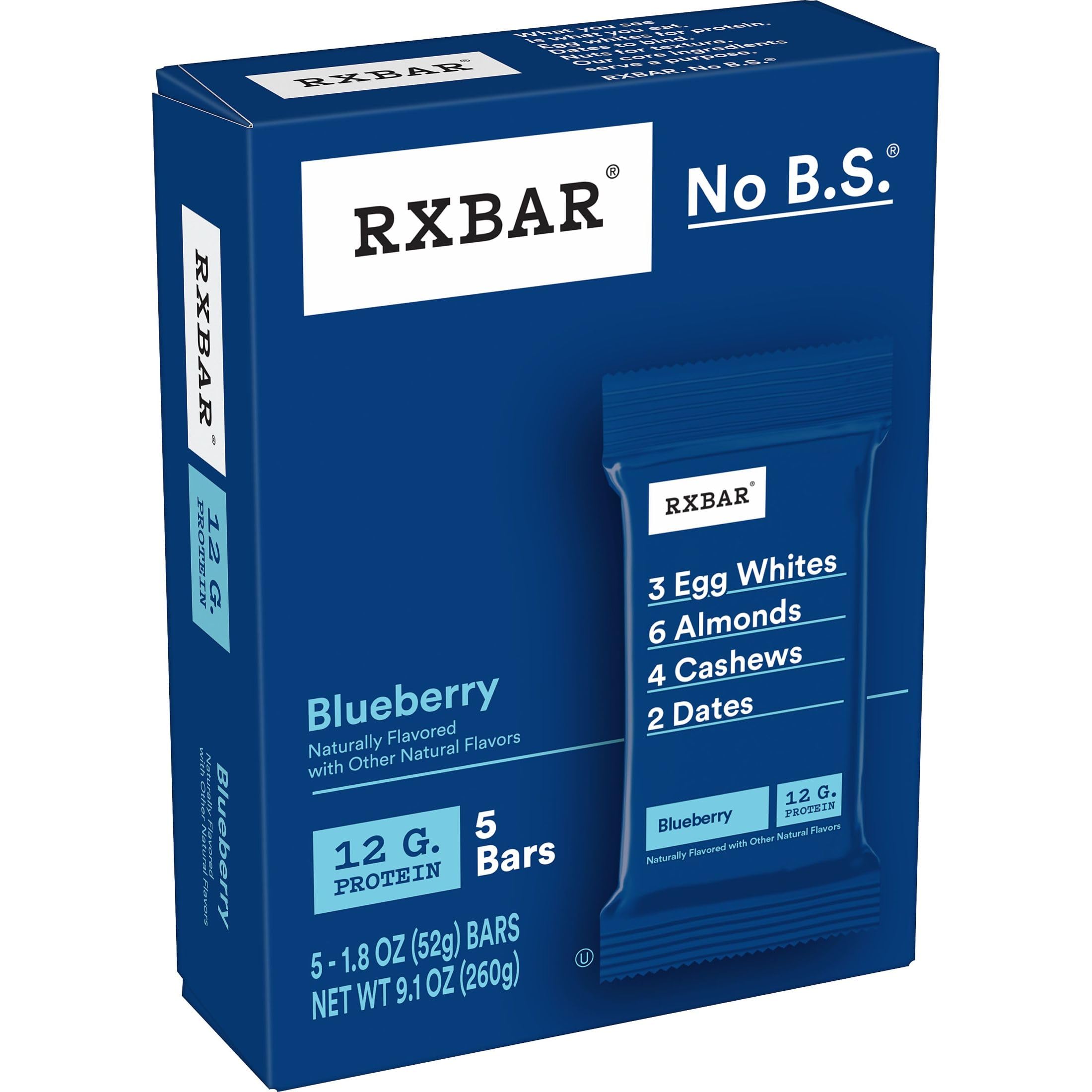 RXBAR barres myrtilles sans gluten, collation protéinée naturelle.