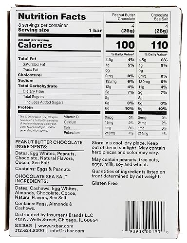 RxBar Mini chocolat sel de mer, snack sain sans gluten.