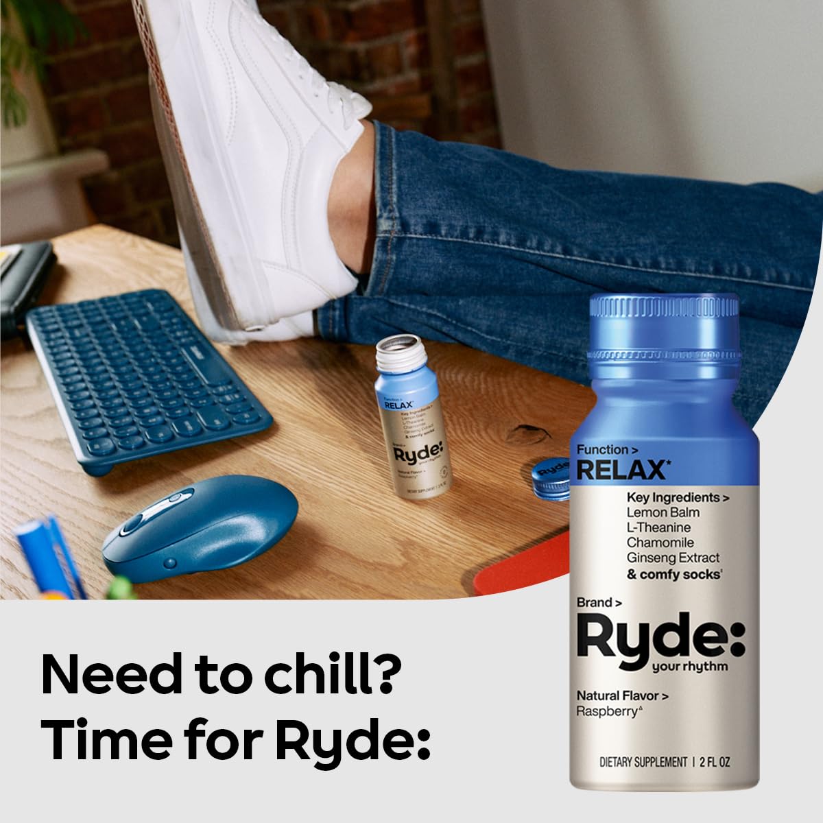 Ryde Relax Shot format portable, facile à emporter et utiliser en déplacement.