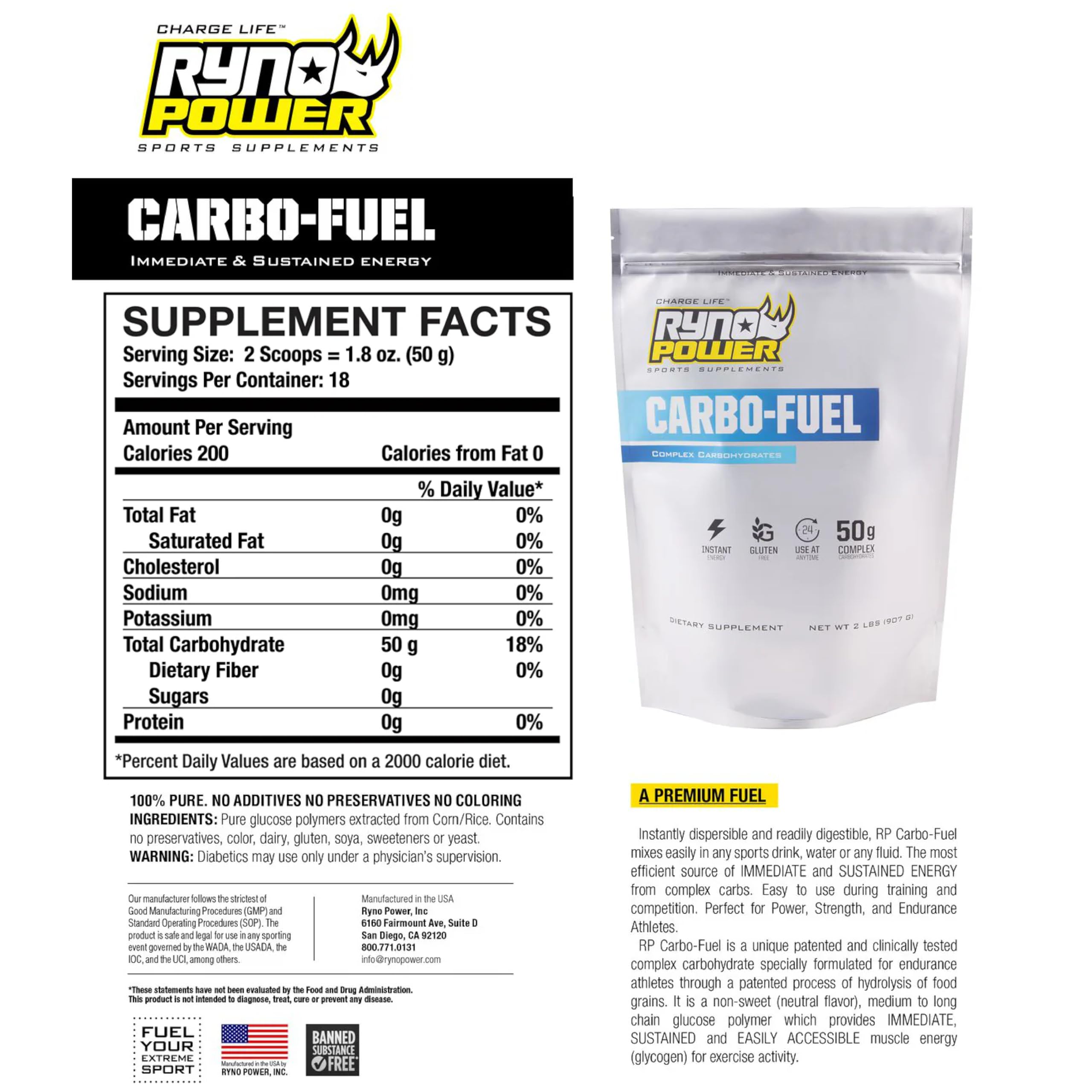50 g de glucides complexes par portion Carbo-Fuel pour un apport soutenu.