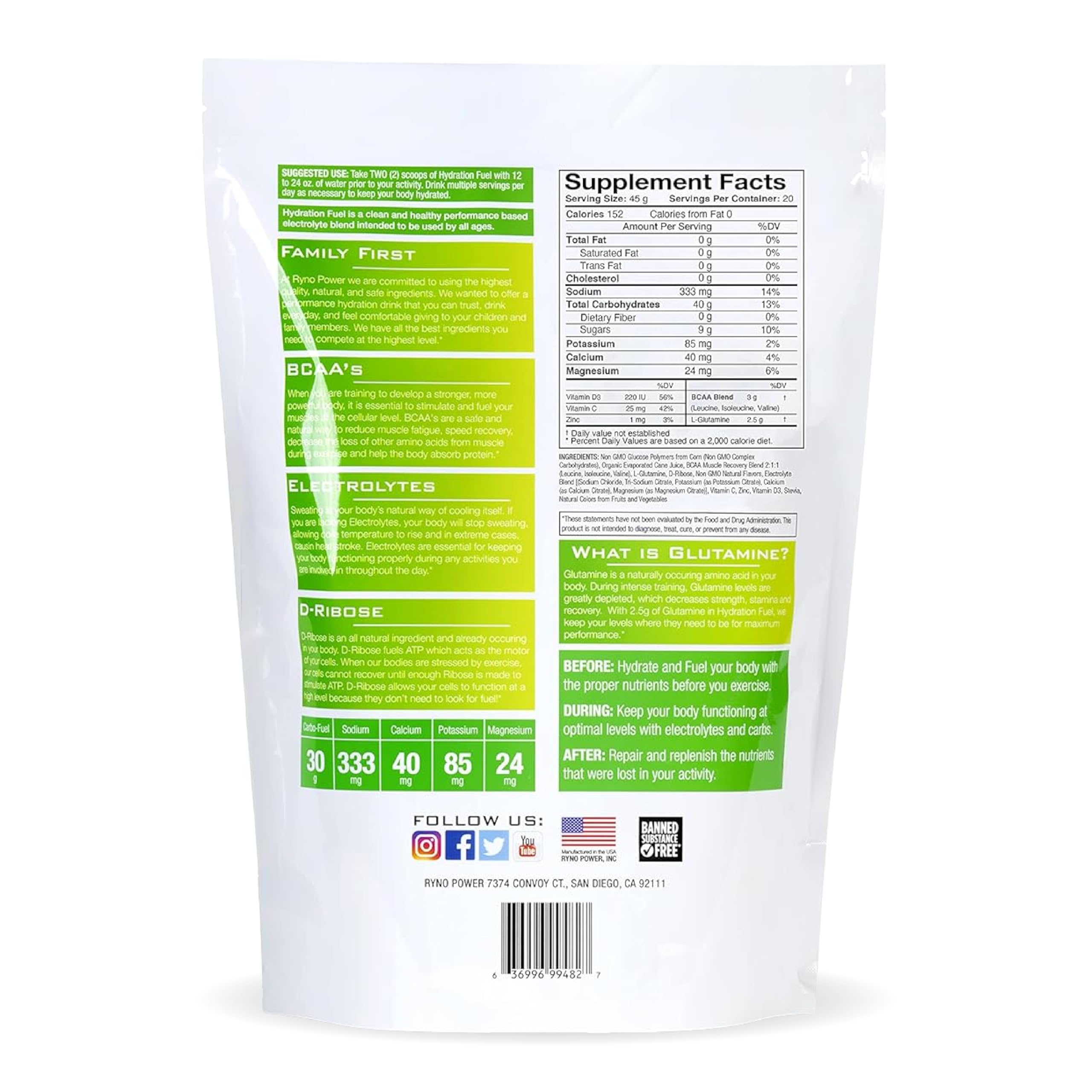 Cuillère-dose montrant comment doser facilement Ryno Power Hydration Fuel citron-lime.