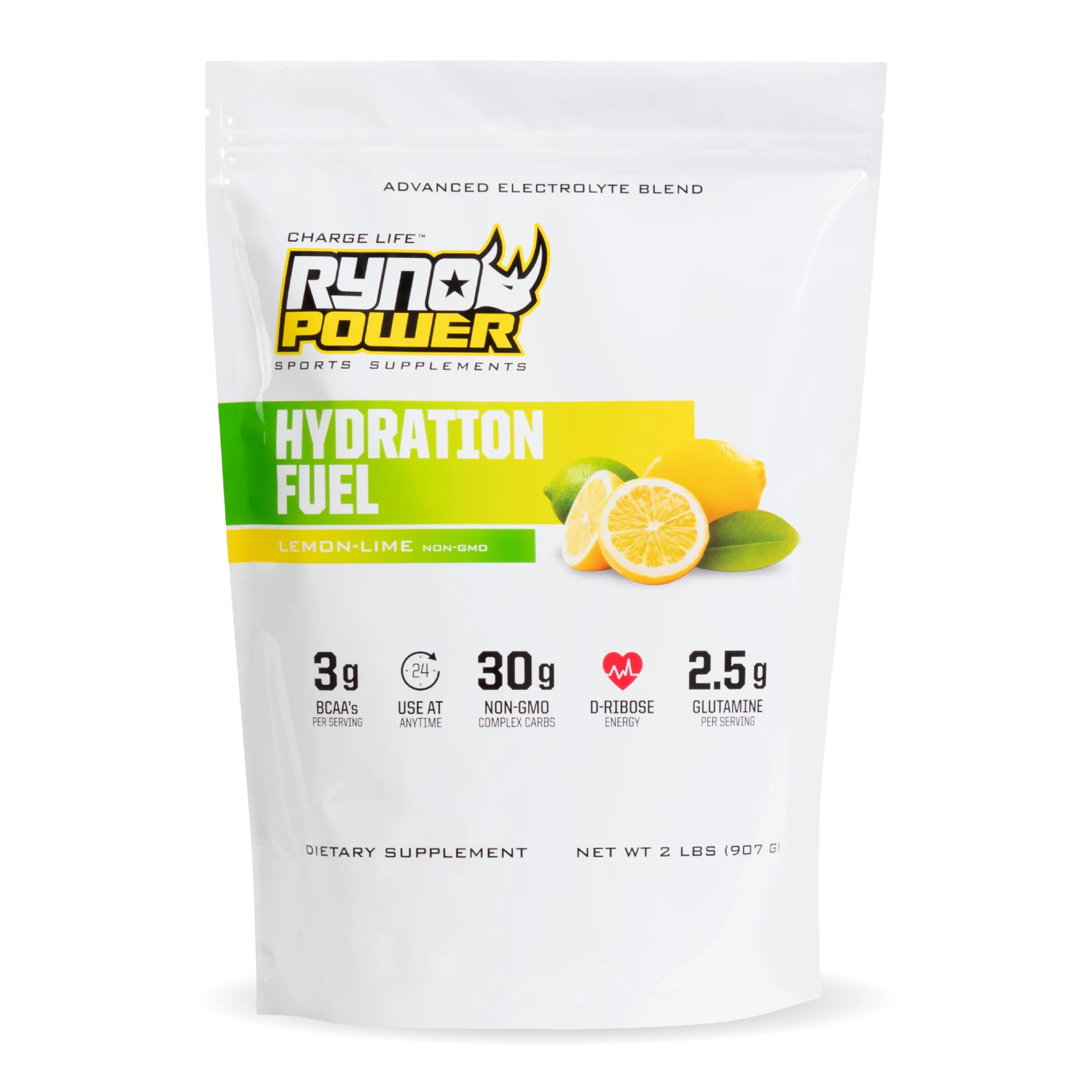 Ryno Power Hydration Fuel en emballage, goût citron-lime et hydratation pratique.