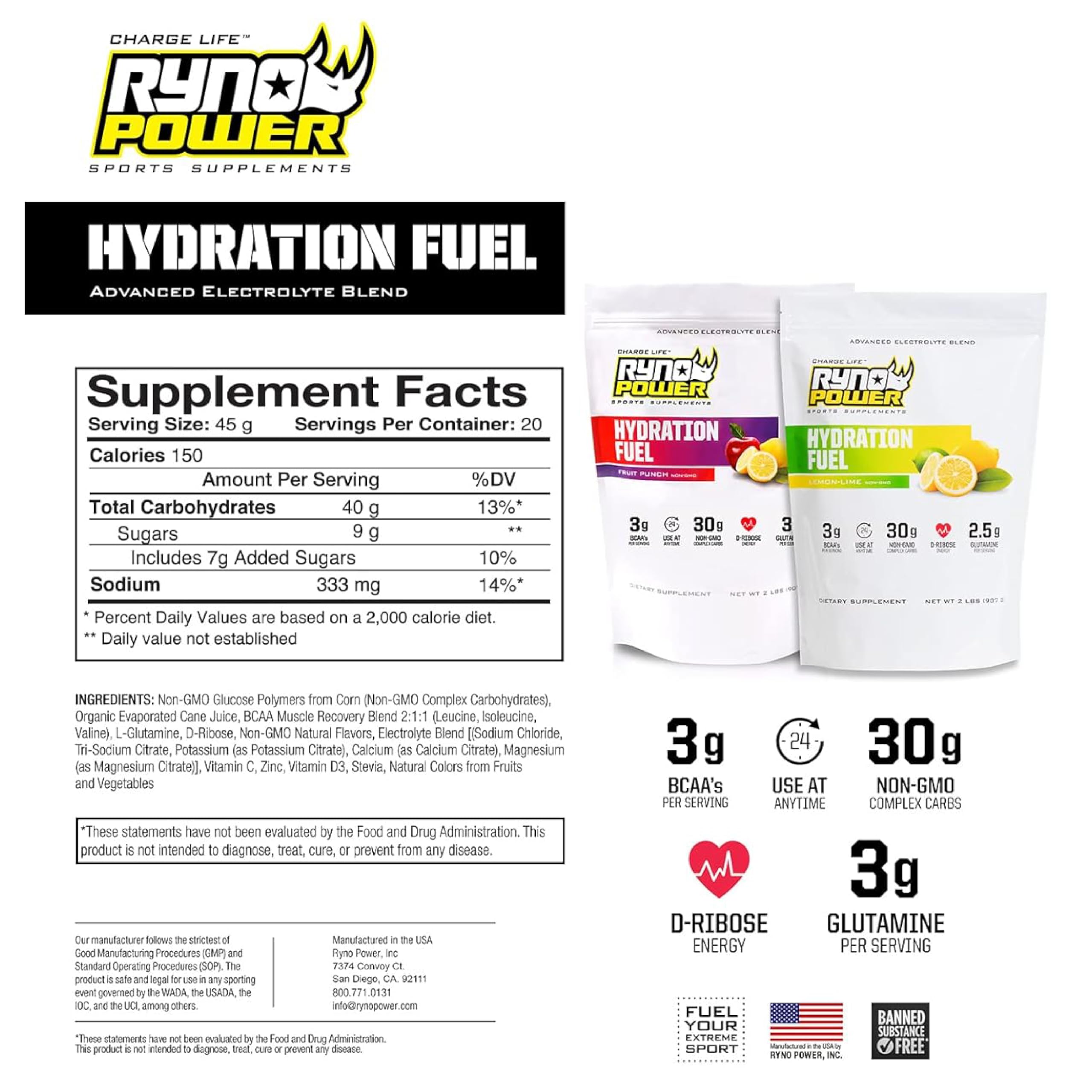 Préparation prête pour l'effort avec Ryno Power Hydration Fuel.
