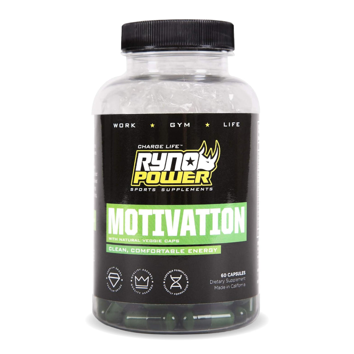 Ryno Power Motivation Pré-Travail capsules démarrage énergie naturelle.