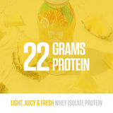 Verre transparent contenant RYSE Clear Protein Drink Ananas Island, boisson rafraîchissante