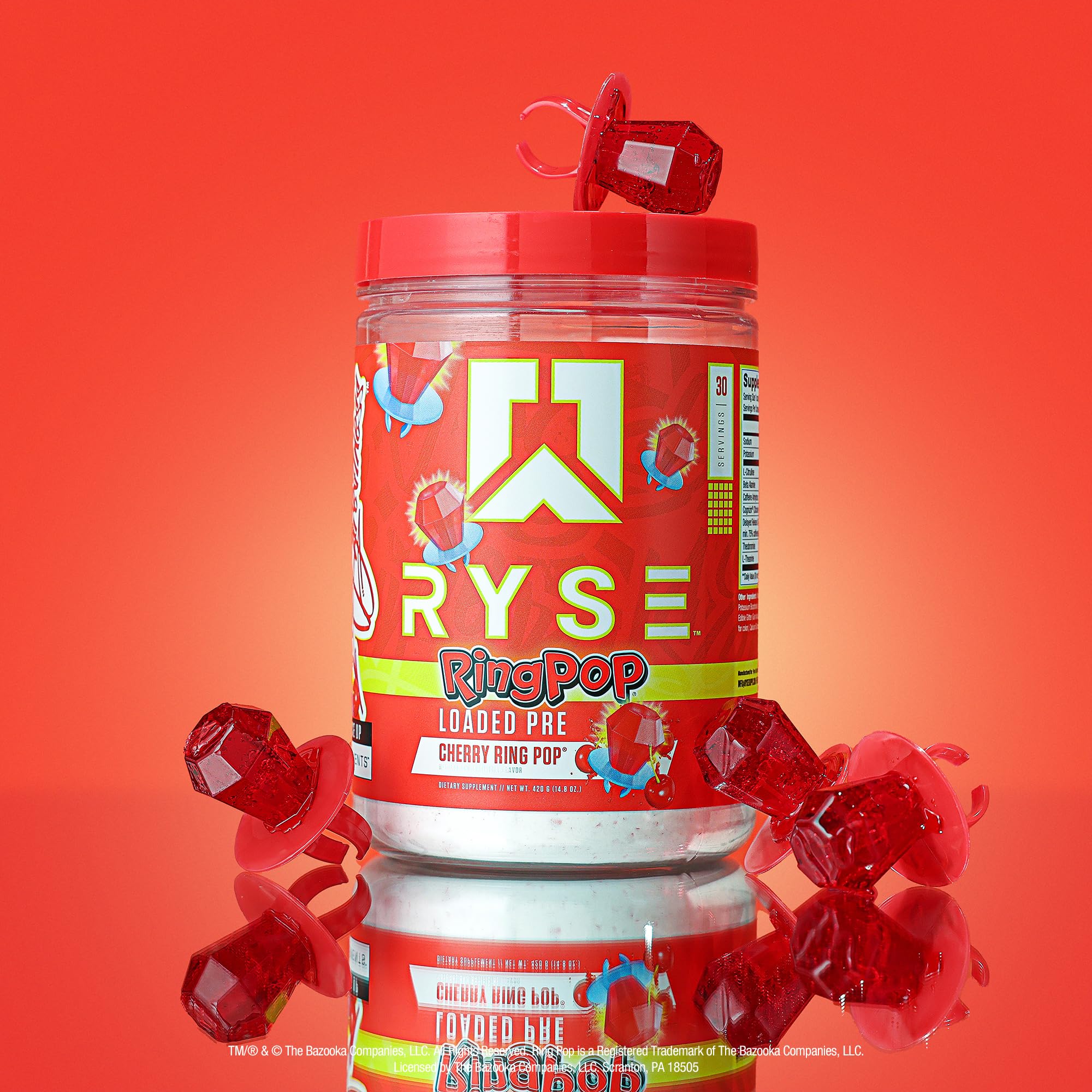 RYSE Ring Pop Cherry – emballage compact et facile à emporter