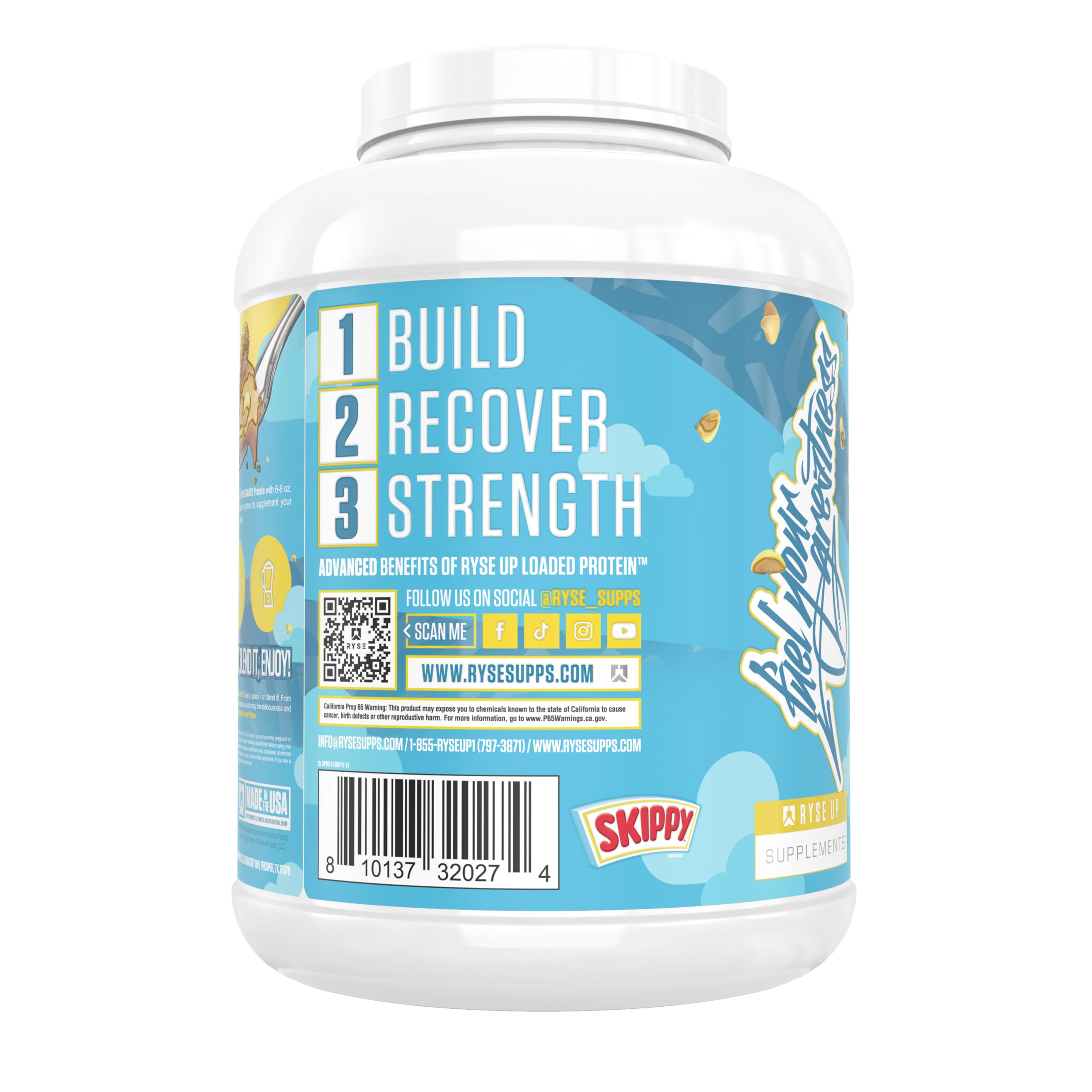 RYSE Loaded Protein avec cuillère-mesure, dosage pratique pour collations protéinées.