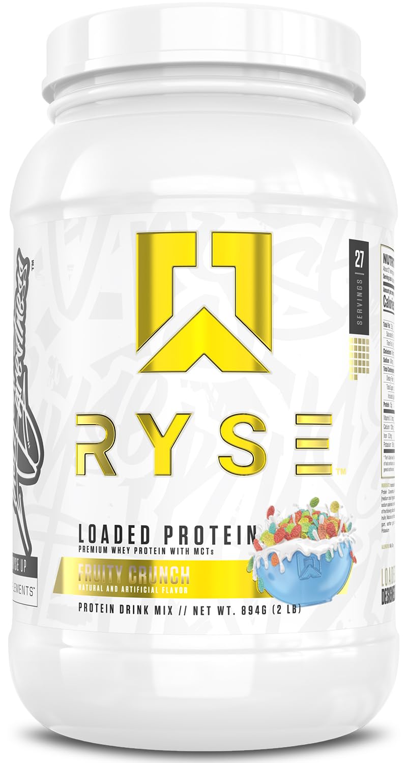 RYSE Loaded Protéine Fruity Crunch emballage clair et attrayant montrant le produit