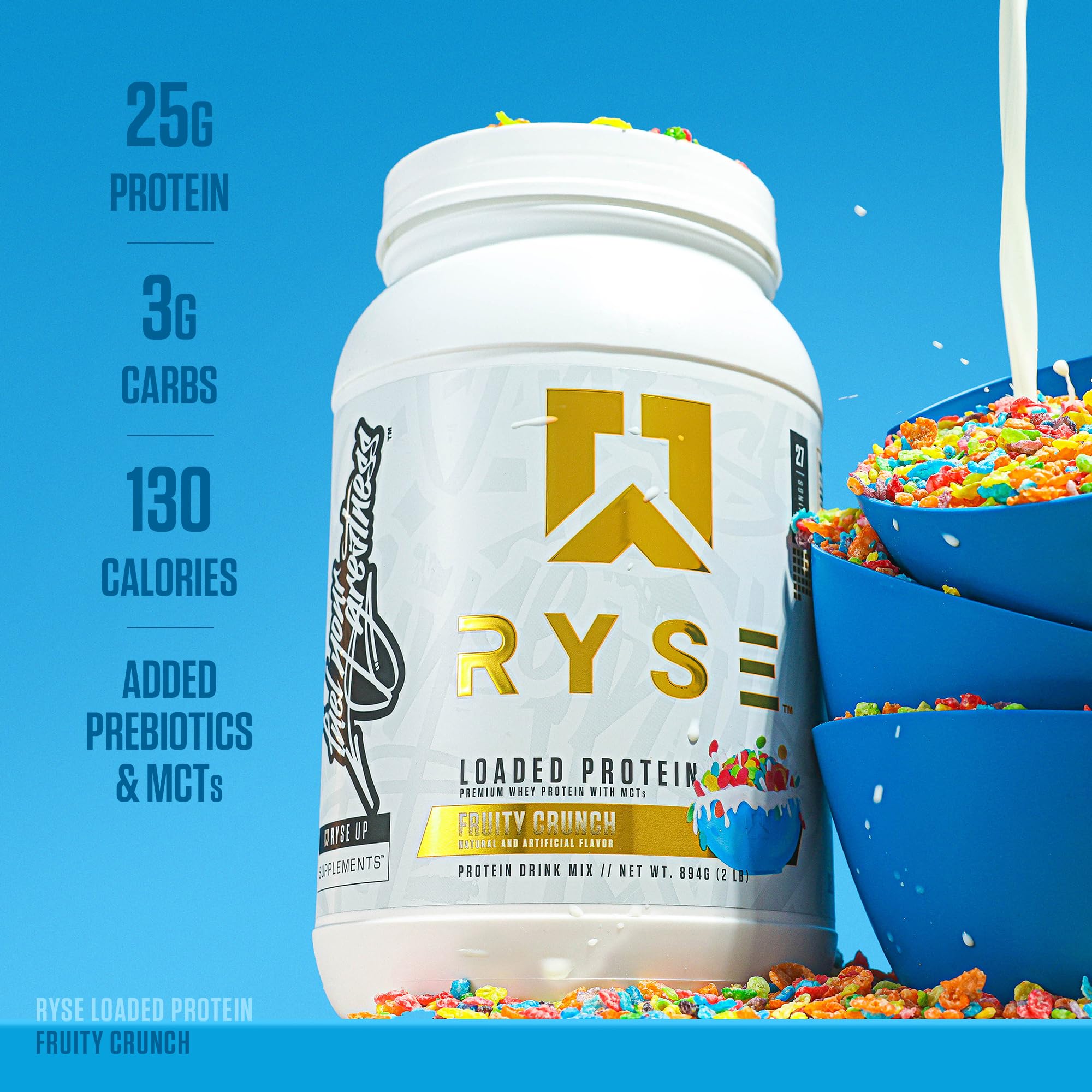 RYSE Loaded Protéine Fruity Crunch étiquette lisible et ingrédients expliqués