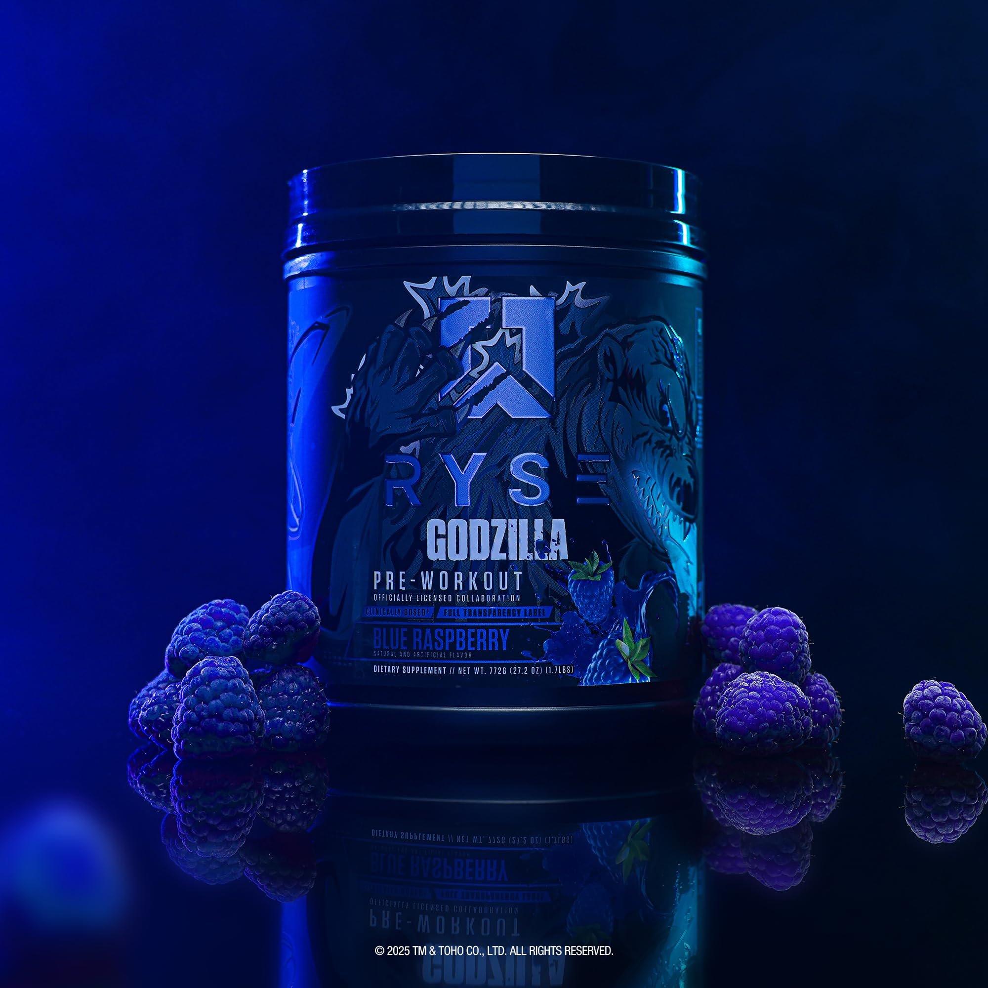 RYSE Godzilla X Noel Deyzel portion emballage bleu-framboise pour utilisation pratique