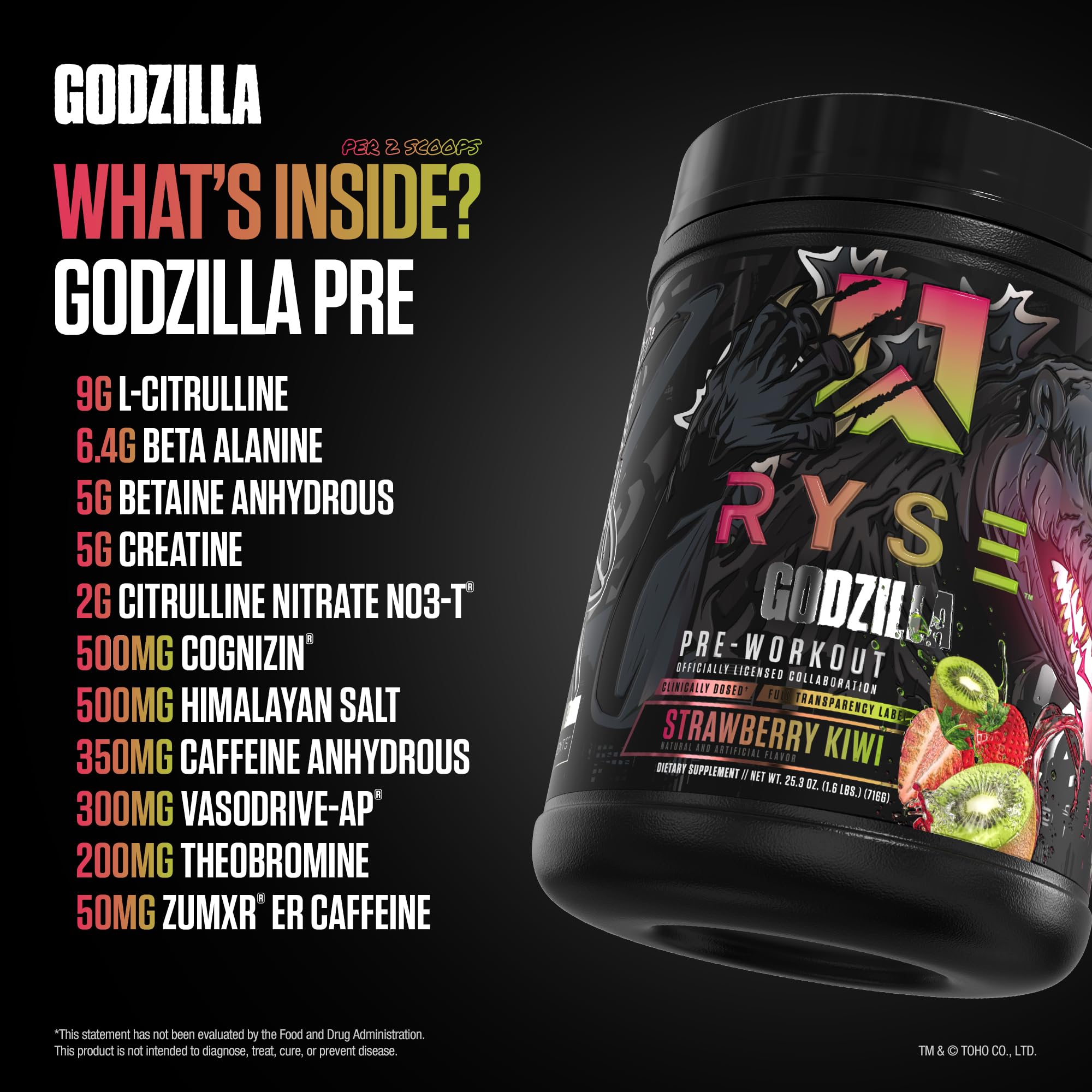 Sachet pré-entraînement Godzilla X Noel Deyzel, dose idéale pour séance intense.