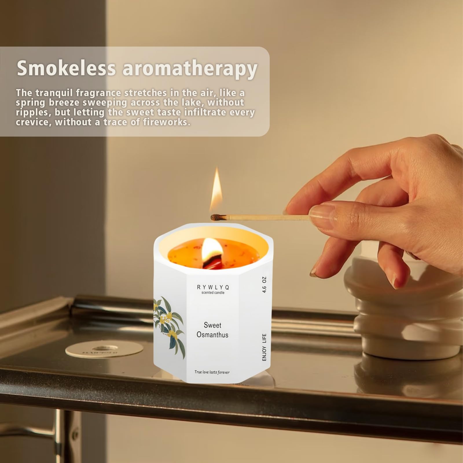 Bougie RYWLYQ Osmanthus, décoration intérieure lumineuse pour un cadre chaleureux