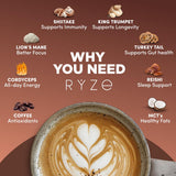 Ryze Café champignons noir – dose instantanée facile pour énergie rapide