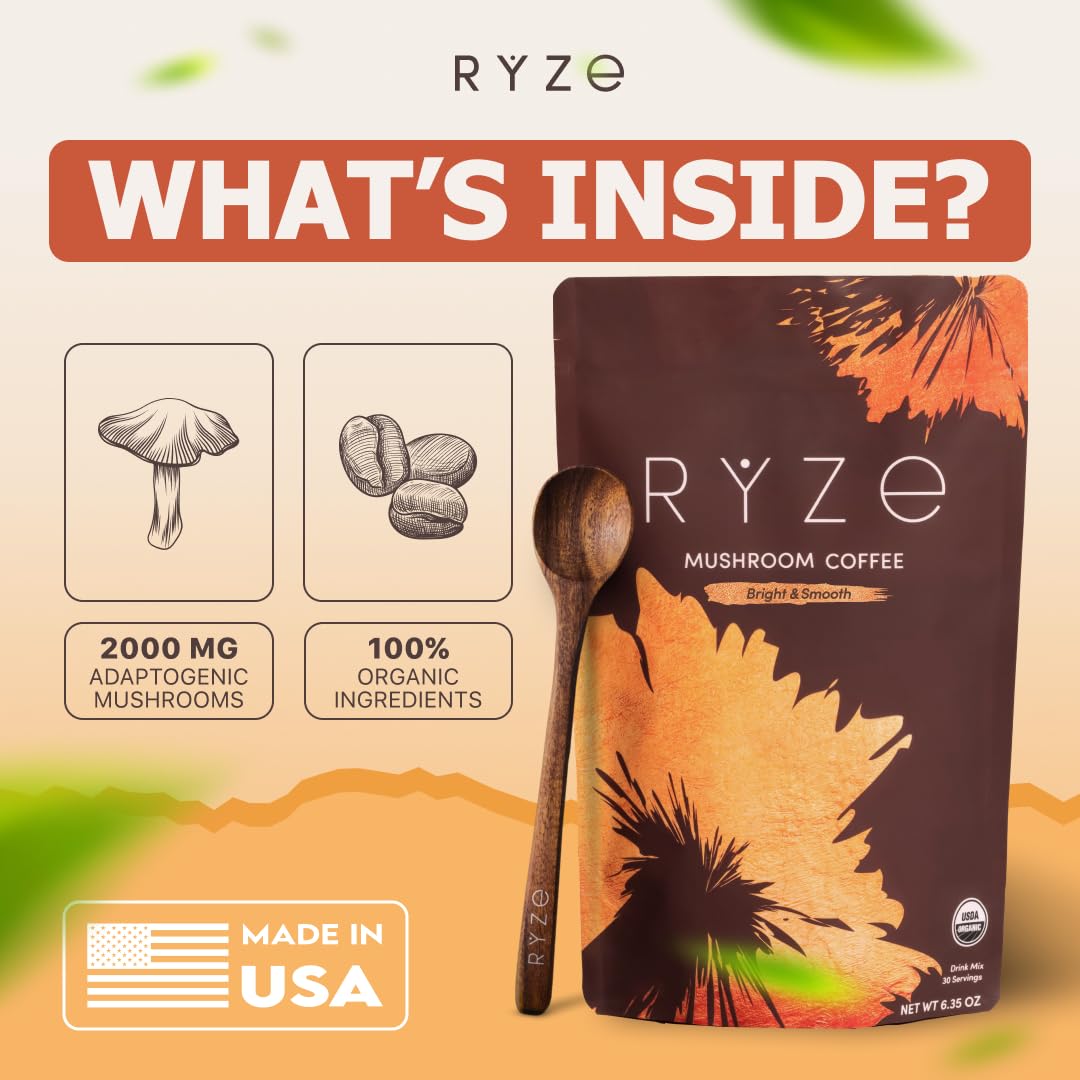 RYZE SUPERFOODS Café: culture USA biologique, sans additifs, boisson saine