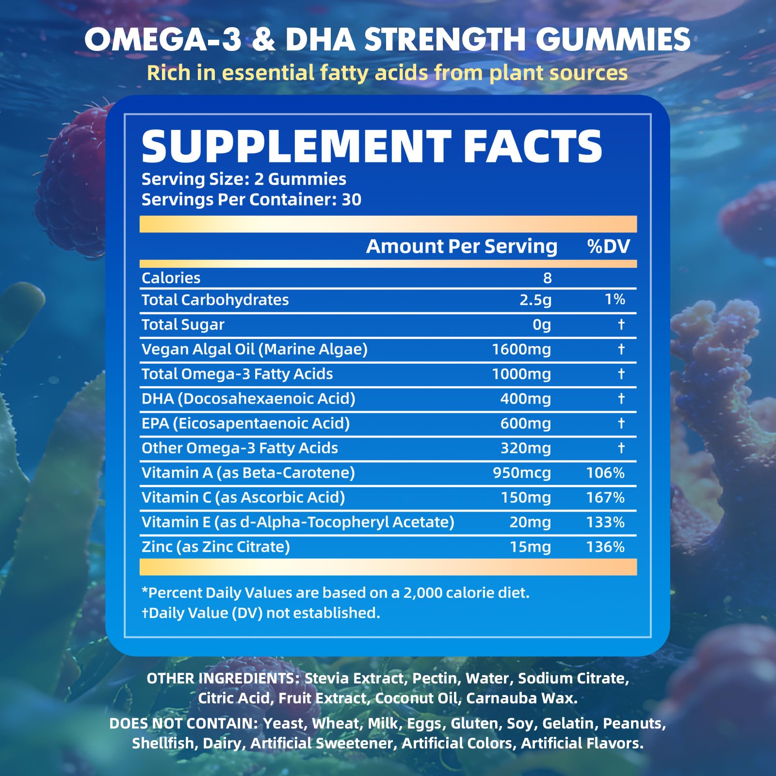 Gommes Saajoor Omega-3 vegan, dosage EPA/DHA pour équilibre quotidien.