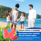 Gommes Saajoor Omega-3 vegan, vitamine A/C/E et zinc pour soutien quotidien.