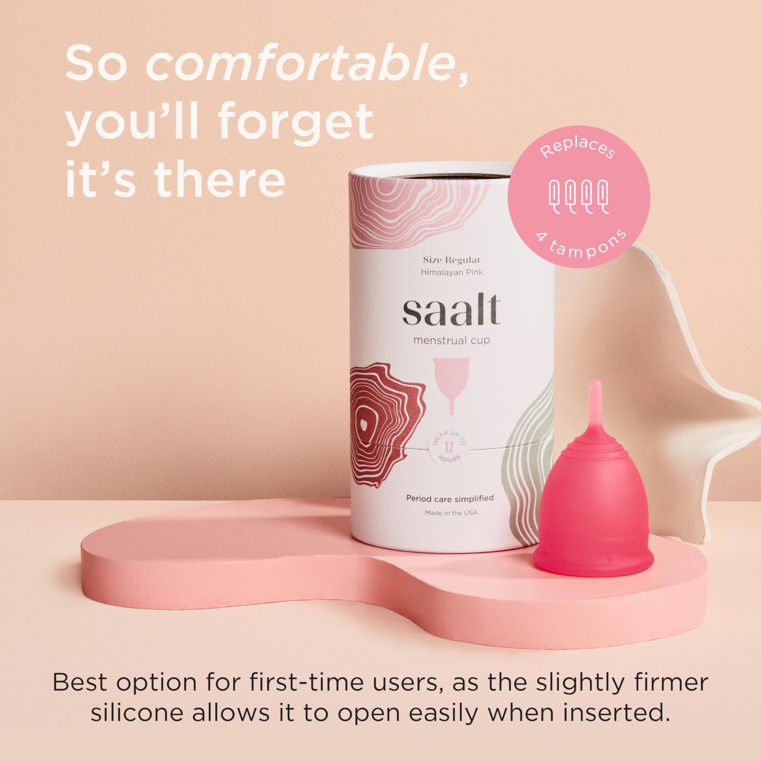 Saalt Coupe menstruelle en matériau doux et flexible pour une insertion facile.