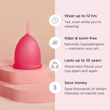 Saalt Coupe menstruelle tige indentée pour un retrait plus confortable.