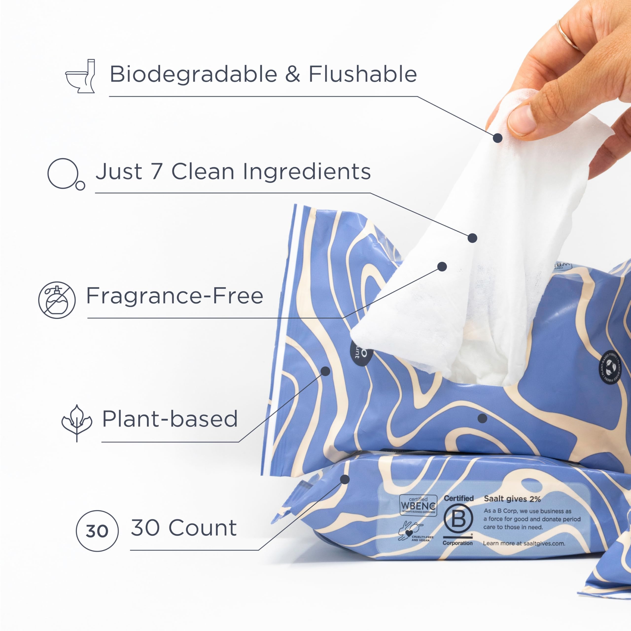 Lingettes Saalt Daily jetables et biodégradables pour l'environnement