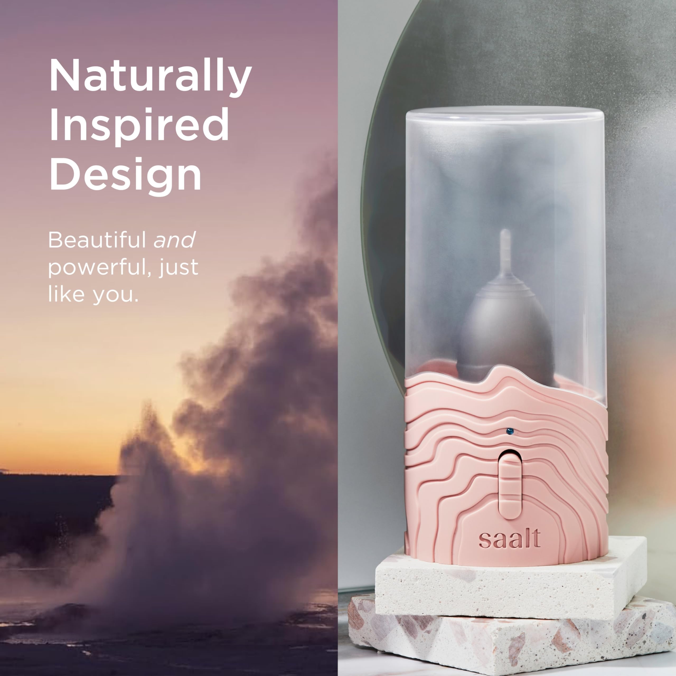 Saalt nettoyeur universel pour coupes menstruelles et disques de tailles variées.