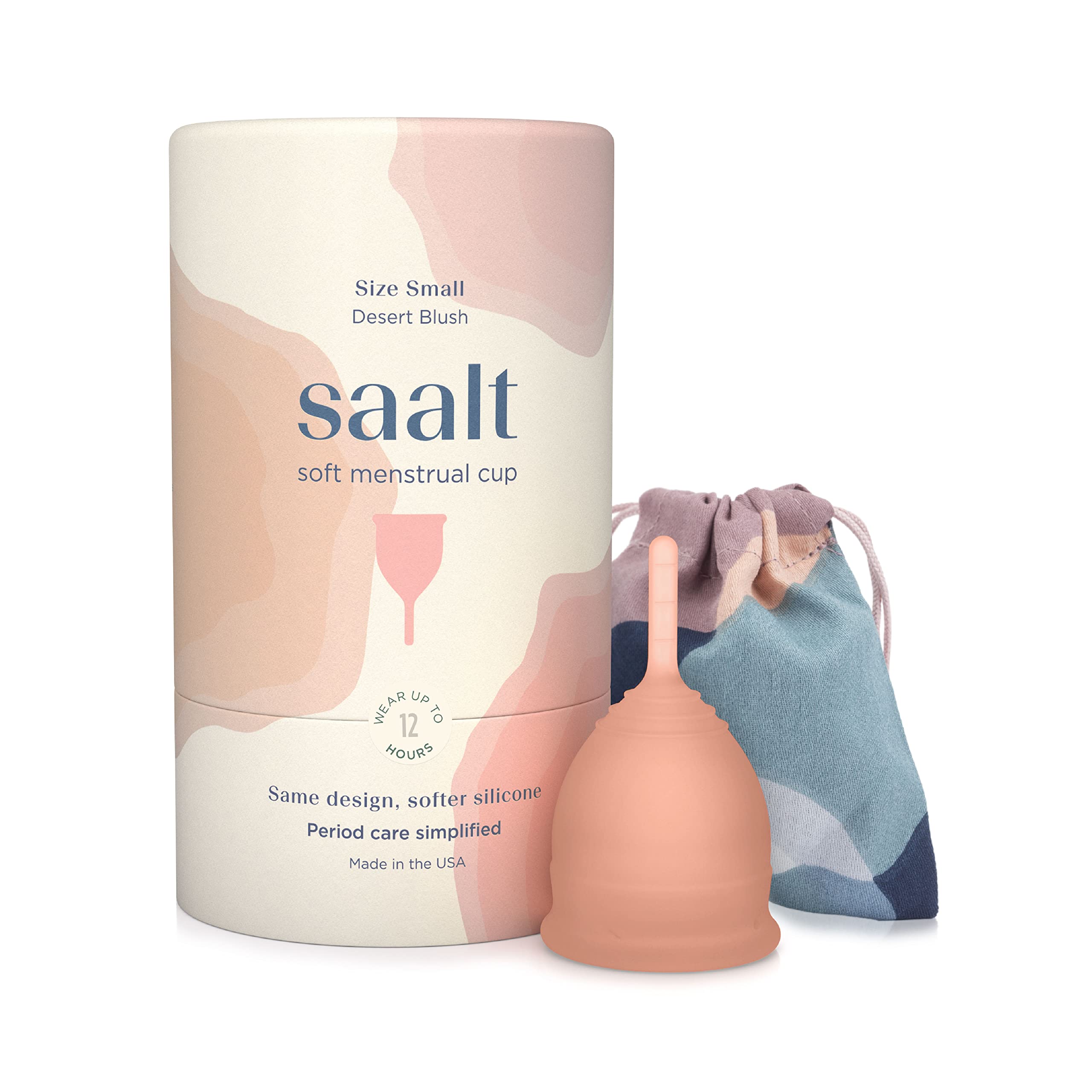 Saalt Soft Cup Desert Blush vue générale montrant protection réutilisable toute la journée