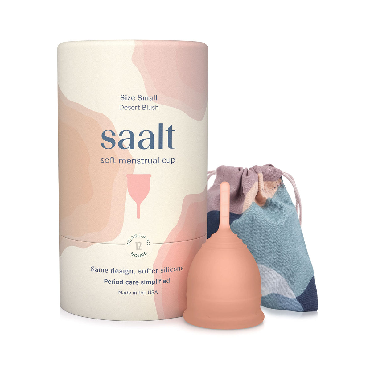 Saalt Soft Cup Desert Blush vue générale montrant protection réutilisable toute la journée