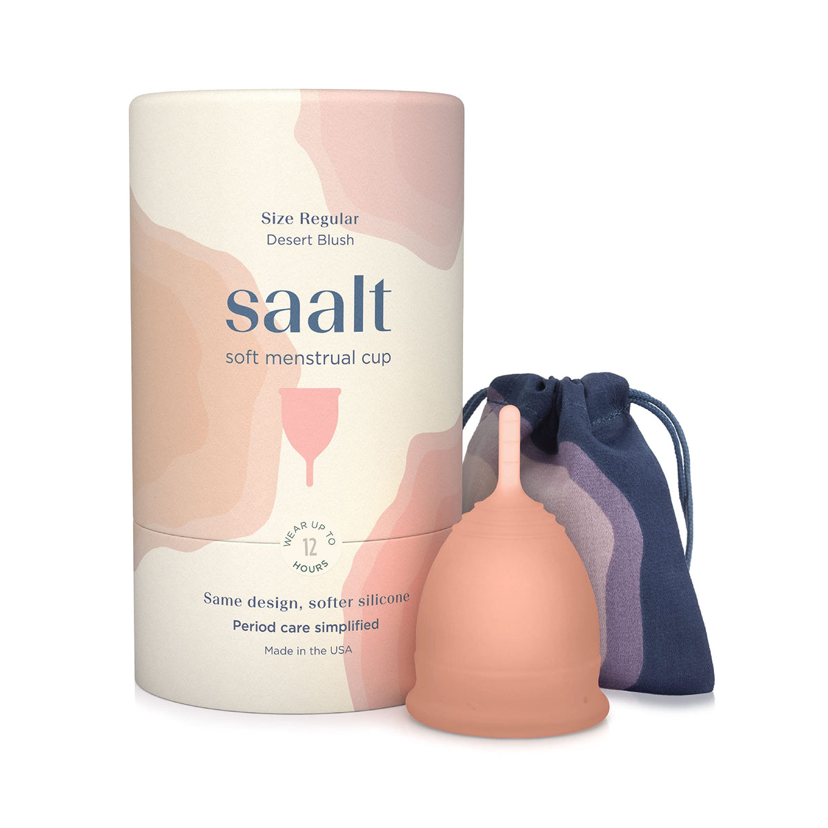 Saalt Soft Cup Desert Blush dans son emballage pour un rangement discret et pratique