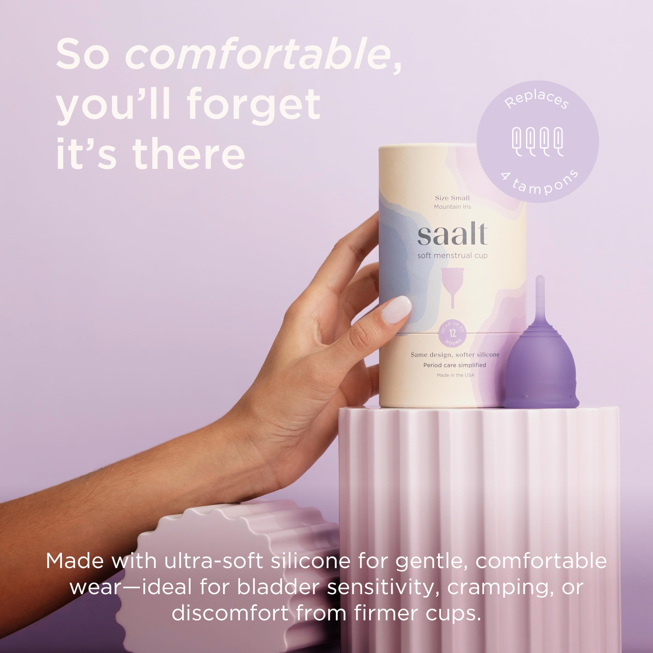Saalt Soft Cup protection sans fuite tout au long de la journée.
