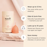 Saalt Soft Cup en silicone médical sans BPA pour sécurité et réutilisation