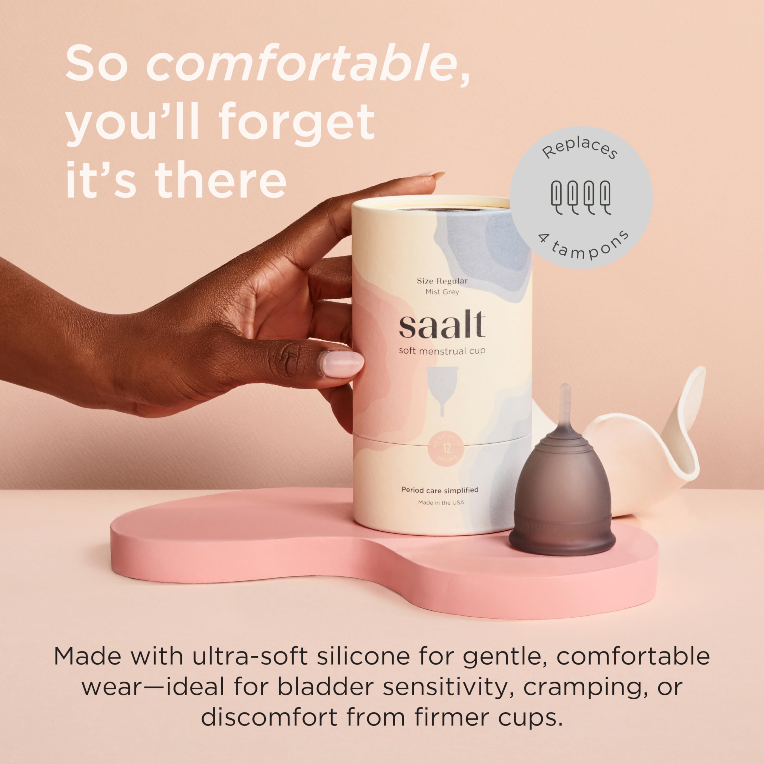 Saalt Soft cup en silicone doux pour un confort agréable et délicat sur la peau
