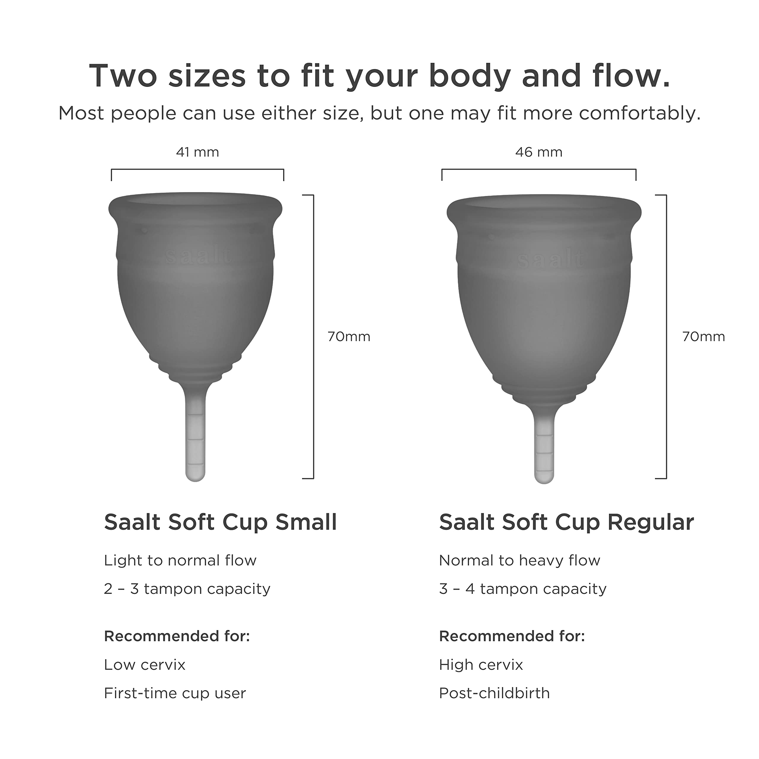 Saalt Soft Tasse menstruelle — nettoyage rapide et rangement pratique.
