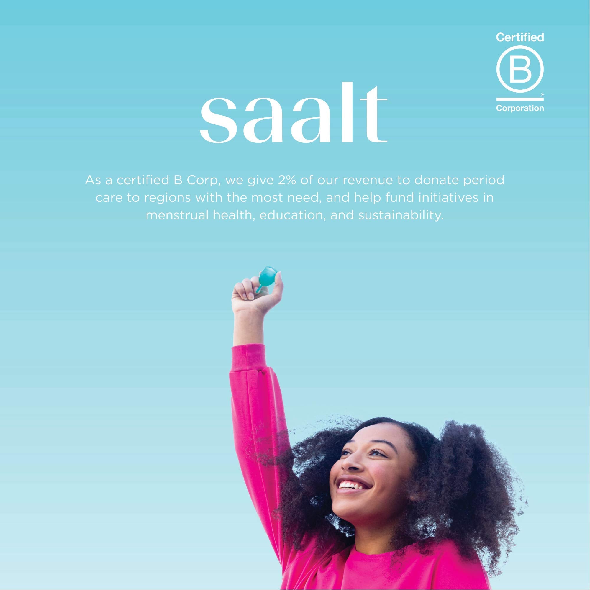 Saalt Teen Cup menstruelle conception américaine, sécurité et traçabilité.
