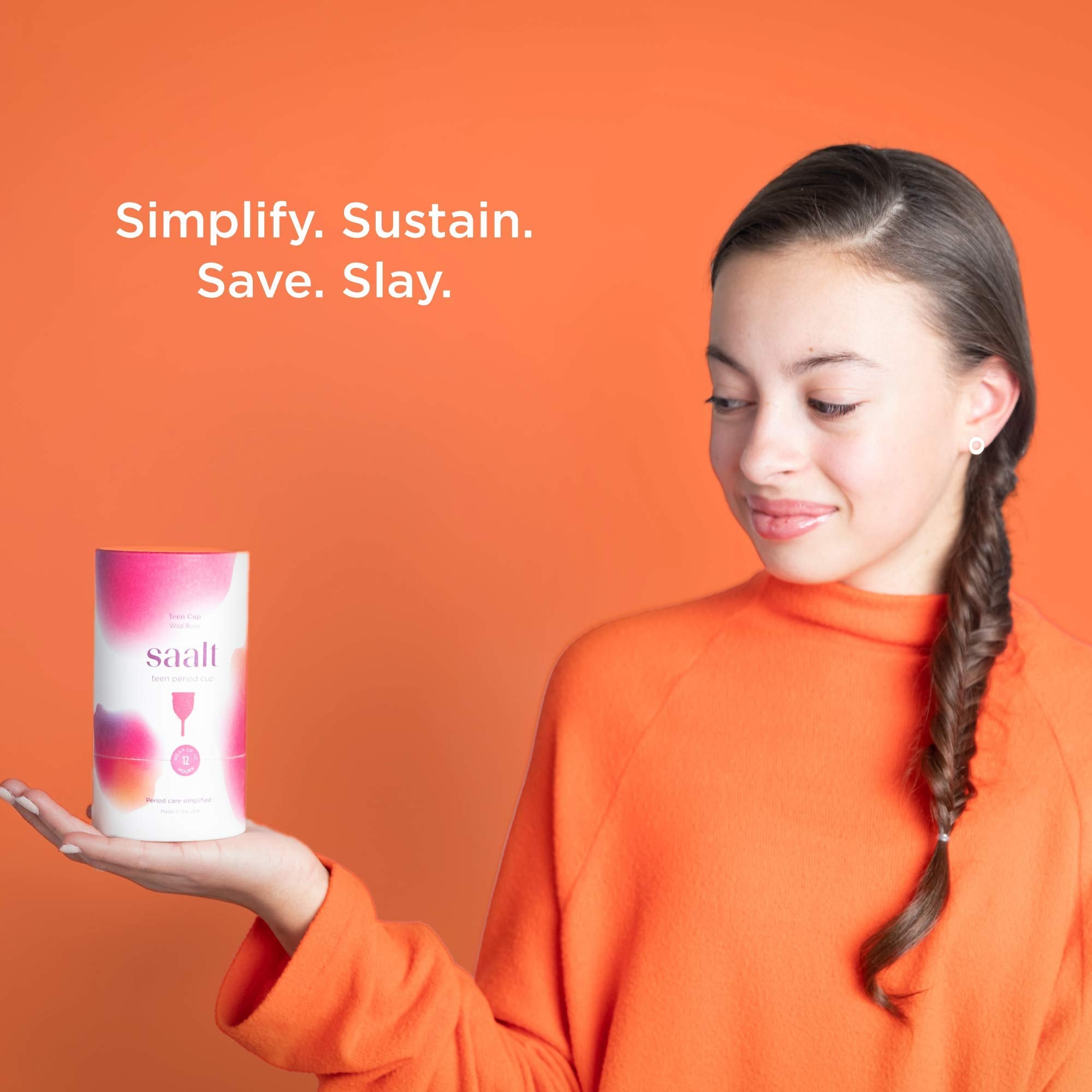 Saalt Teen Cup menstruelle rangement pratique entre les cycles.