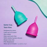 Saalt Teen Cup menstruelle sans BPA et sans latex, silicone médical.