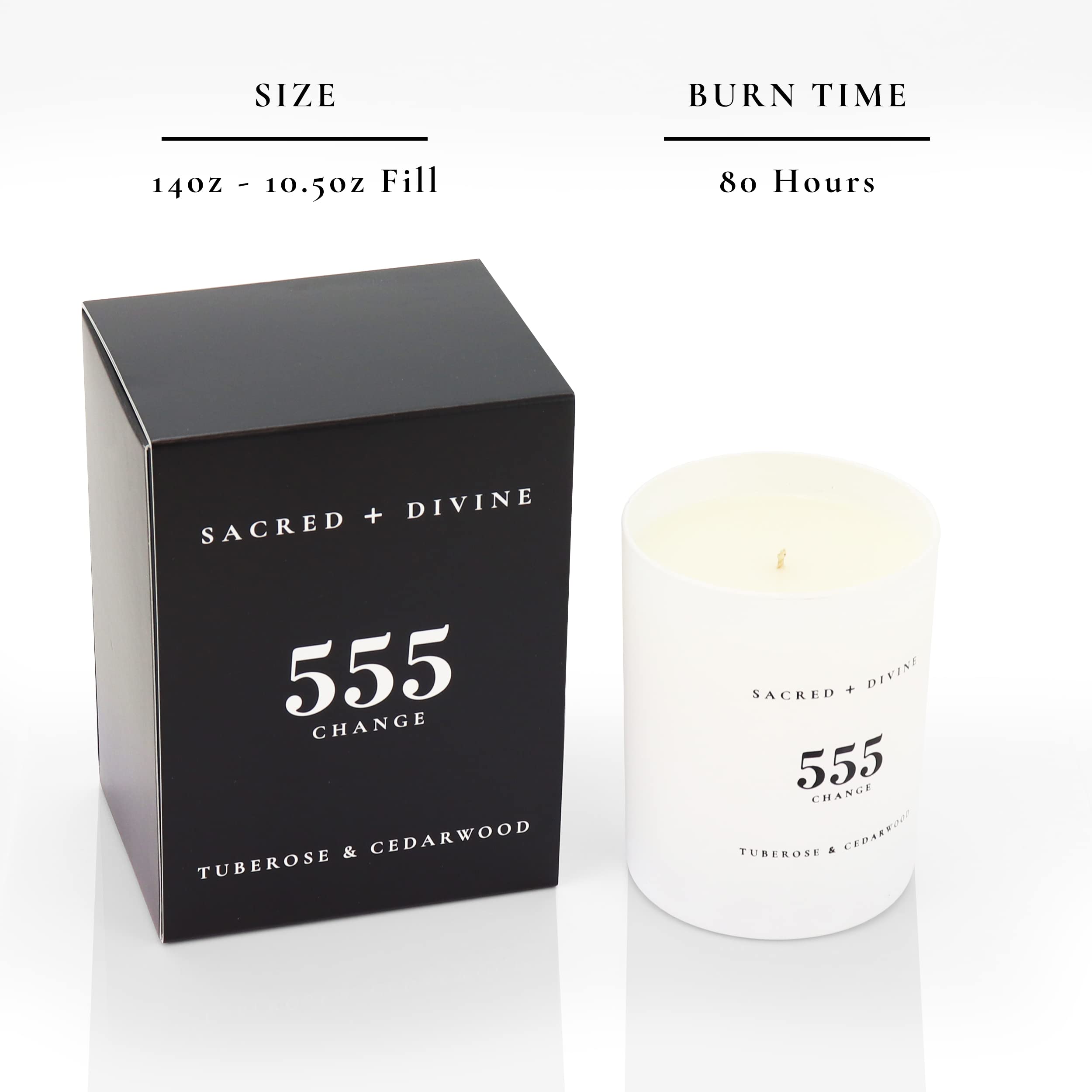 Emballage noir élégant de Sacred + Divine 555 Change, idéal comme cadeau positif.