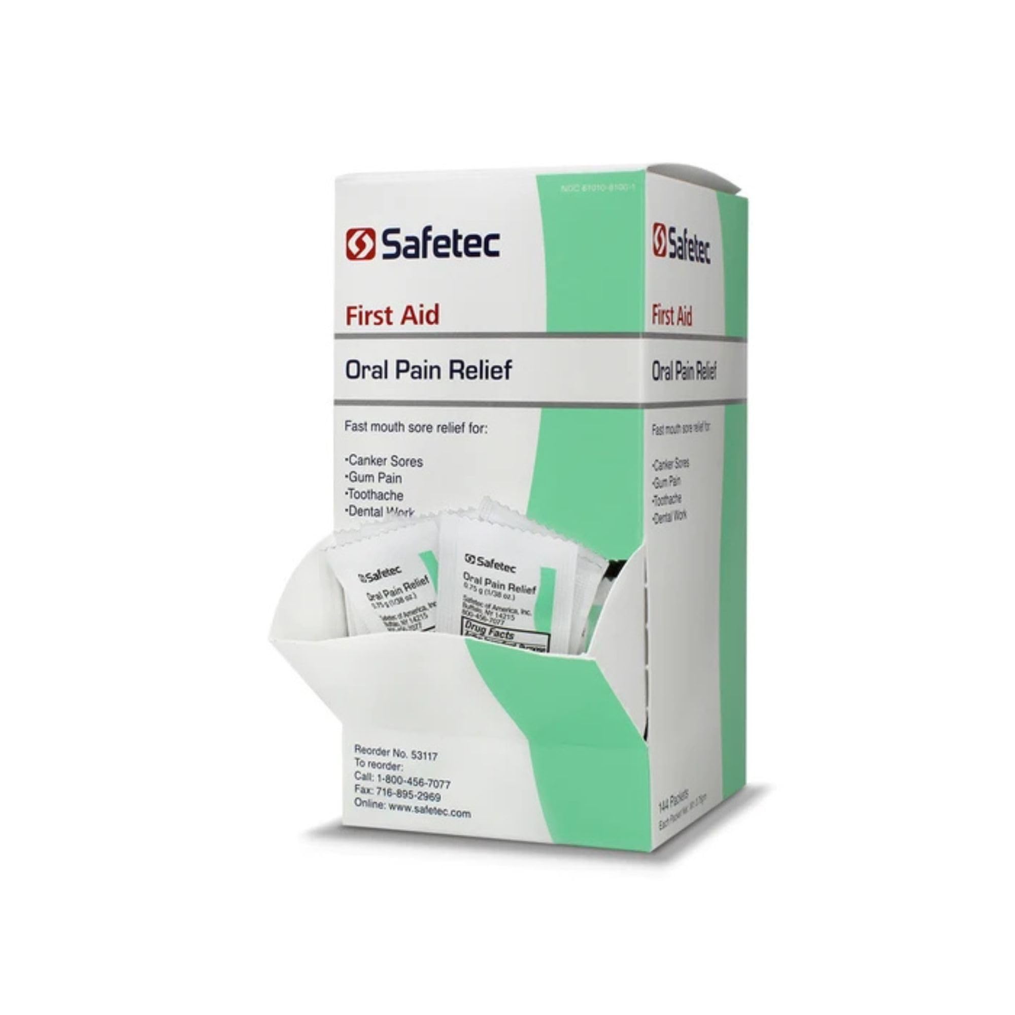 Safetec boîte 144 sachets 0,75 g pratique pour les douleurs buccales à domicile