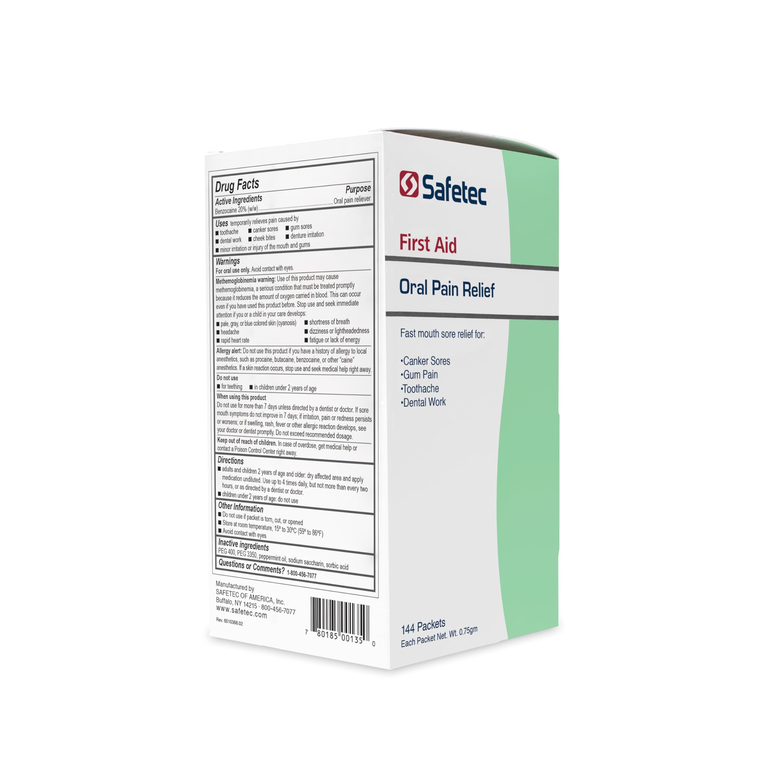 Safetec usage quotidien douleur buccale, convient pour les inconforts mineurs.